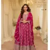 AARADHANA 3 PCS Pure Viscos Jacquard Silk Gown Set | ER - Design Number 2