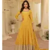 AARADHANA 3 PCS Pure Viscos Jacquard Silk Gown Set | ER - Design Number 3