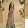 ANIKA Premium Natural Crep Silk Printed Set with Aari Work | ER - Design Number 2