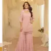ASMITA 3 PCS Premium Real Georgette Chikankari Embroidered Set | ER - Design Number 1