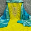 Chandani Dress Material Top PV Roman Silk Kodding Squance Work Bottom Santoon Dupatta Chanderi Silk Zakard - Design Number 7
