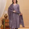 Design 2037 Purple Rayon Printed Kurti Pant Dupatta - Design Number 1
