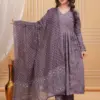 Design 2037 Purple Rayon Printed Kurti Pant Dupatta - Design Number 2