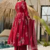 Design 2049 Maroon Rayon Printed Kurti Pant Dupatta - Design Number 2
