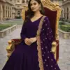 Dhanvi-Purpal Fully Stitched Gown with Dupatta - Design Number 3