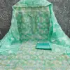 FLORAL Organza Position Print with Beads & Stone Hand Work Dress Material - Design Number 1