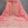 FLORAL Organza Position Print with Beads & Stone Hand Work Dress Material - Design Number 2