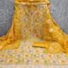 FLORAL Organza Position Print with Beads & Stone Hand Work Dress Material - Design Number 4