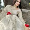 SRK-5172 Eid Collection Pure Chinnon Heavy Embroidery Sequence Work Top Gharara Dupatta Set - Design Number 1
