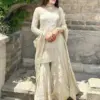 SRK-5172 Eid Collection Pure Chinnon Heavy Embroidery Sequence Work Top Gharara Dupatta Set - Design Number 2