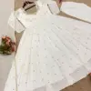 SRK-5271 Faux Georgette Embroidered Gown and Dupatta Set - Design Number 3