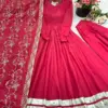SRK-5289 Roman Simmer Silk Embroidered Gown Set - Design Number 3