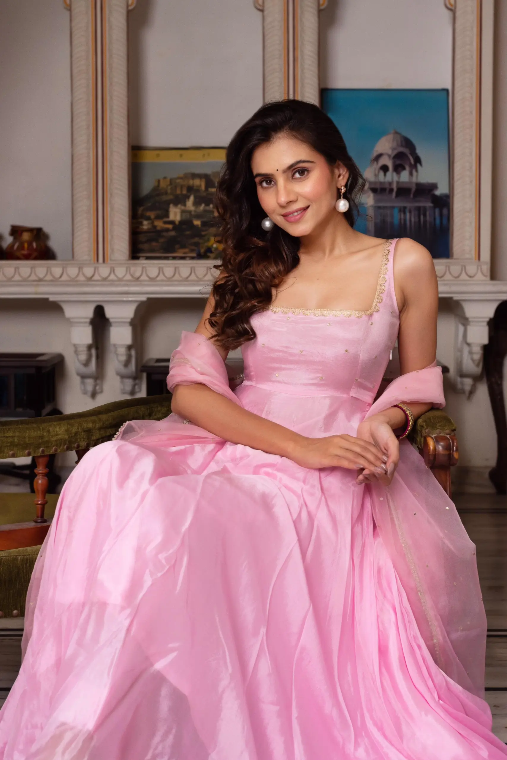 SRK-5291 Designer Faux Georgette Embroidery Gown Dupatta Set - Design Number 3