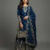 SRK-5319 GMY SILK Heavy Embroidery Sequence Work Top-Bottom Dupatta Set - Design Number 1