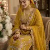 SRK-5321 CRUNCHY SILK Heavy Embroidery Sequence Work Top-Bottom And Dupatta Set - Design Number 2