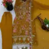 SRK-5321 CRUNCHY SILK Heavy Embroidery Sequence Work Top-Bottom And Dupatta Set - Design Number 4
