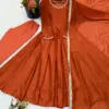 SRk-5324 Anarkali Gown in Vichitra Silk - Design Number 4