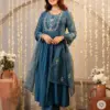 Tulsi Vichitra Silk Embroidered Flared Kurta Set - Design Number 1