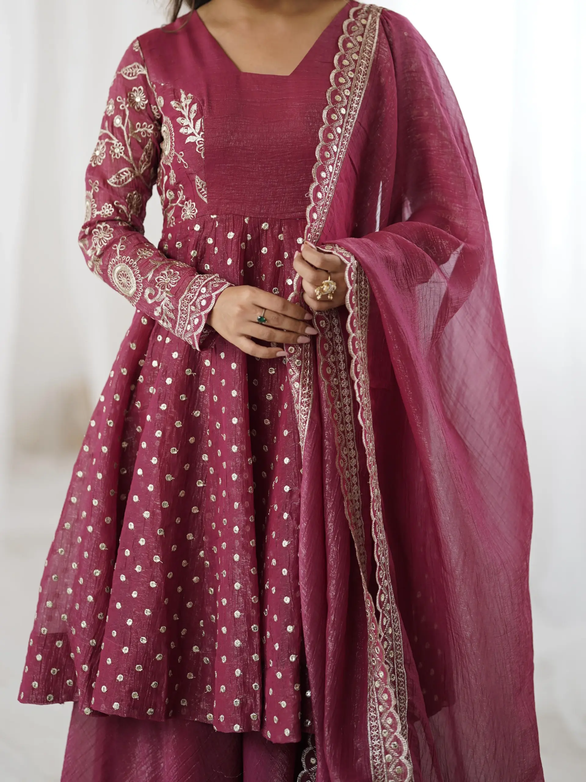ZSR-3134 Women's Ethnic Wear Crunchy Silk Set | Embroidery - Design Number 1