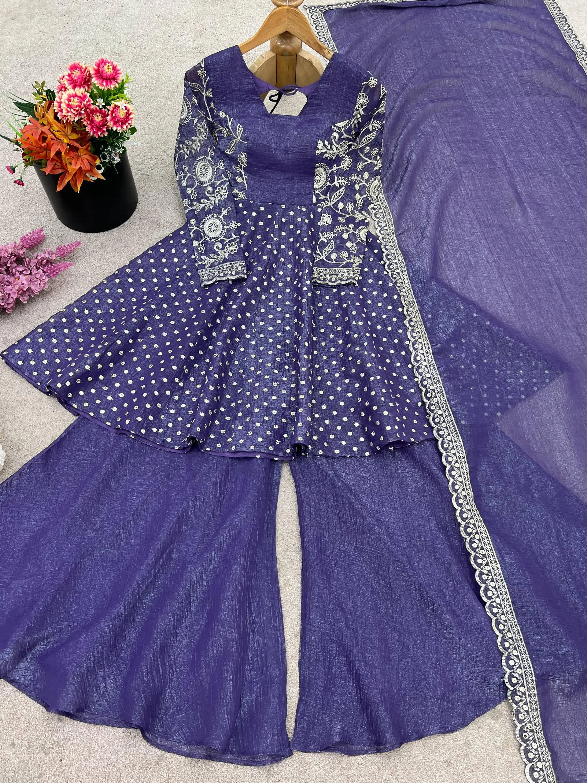 ZSR-3134 Women's Ethnic Wear Crunchy Silk Set | Embroidery - Design Number 3
