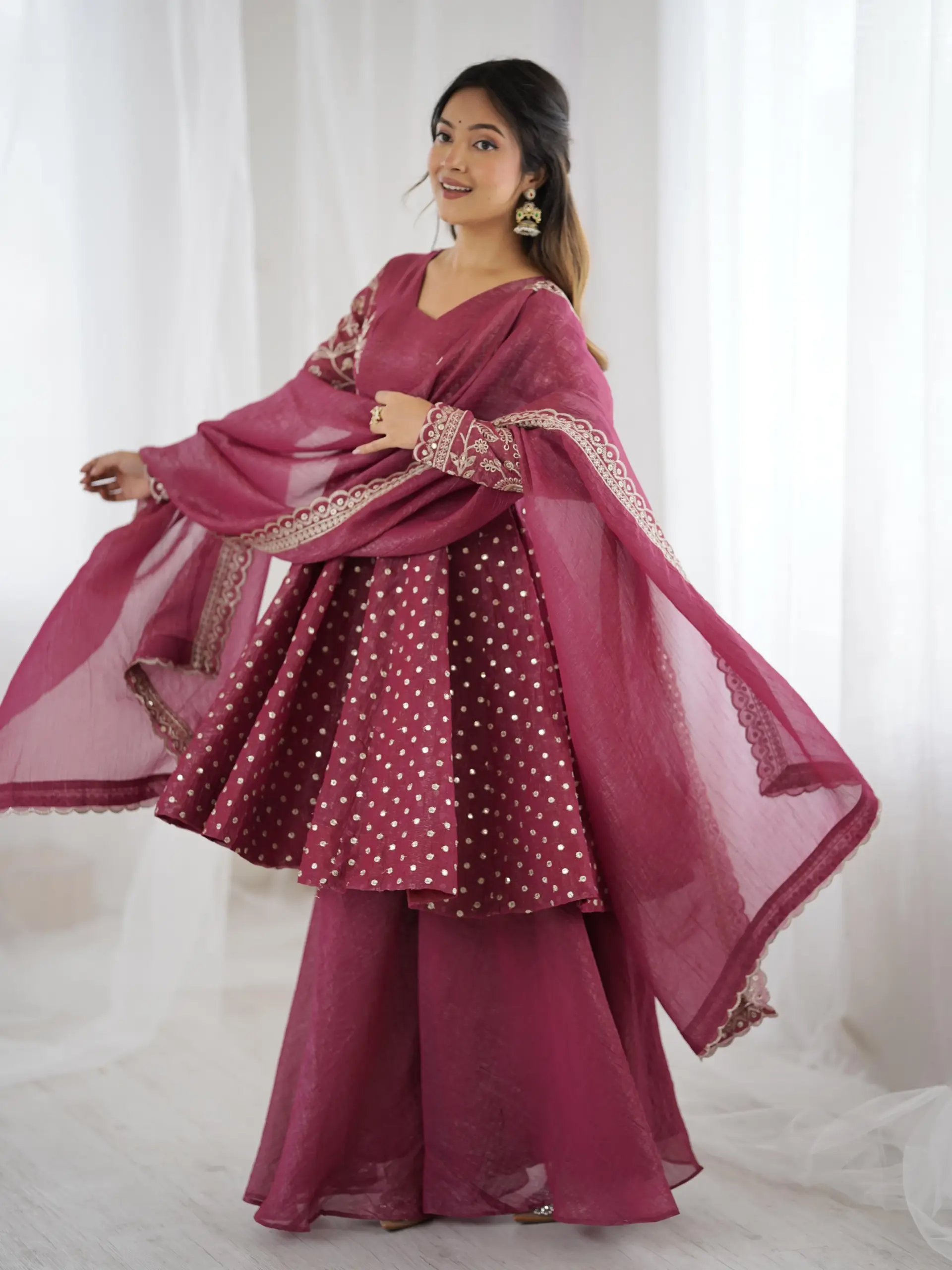 ZSR-3134 Women's Ethnic Wear Crunchy Silk Set | Embroidery - Design Number 3