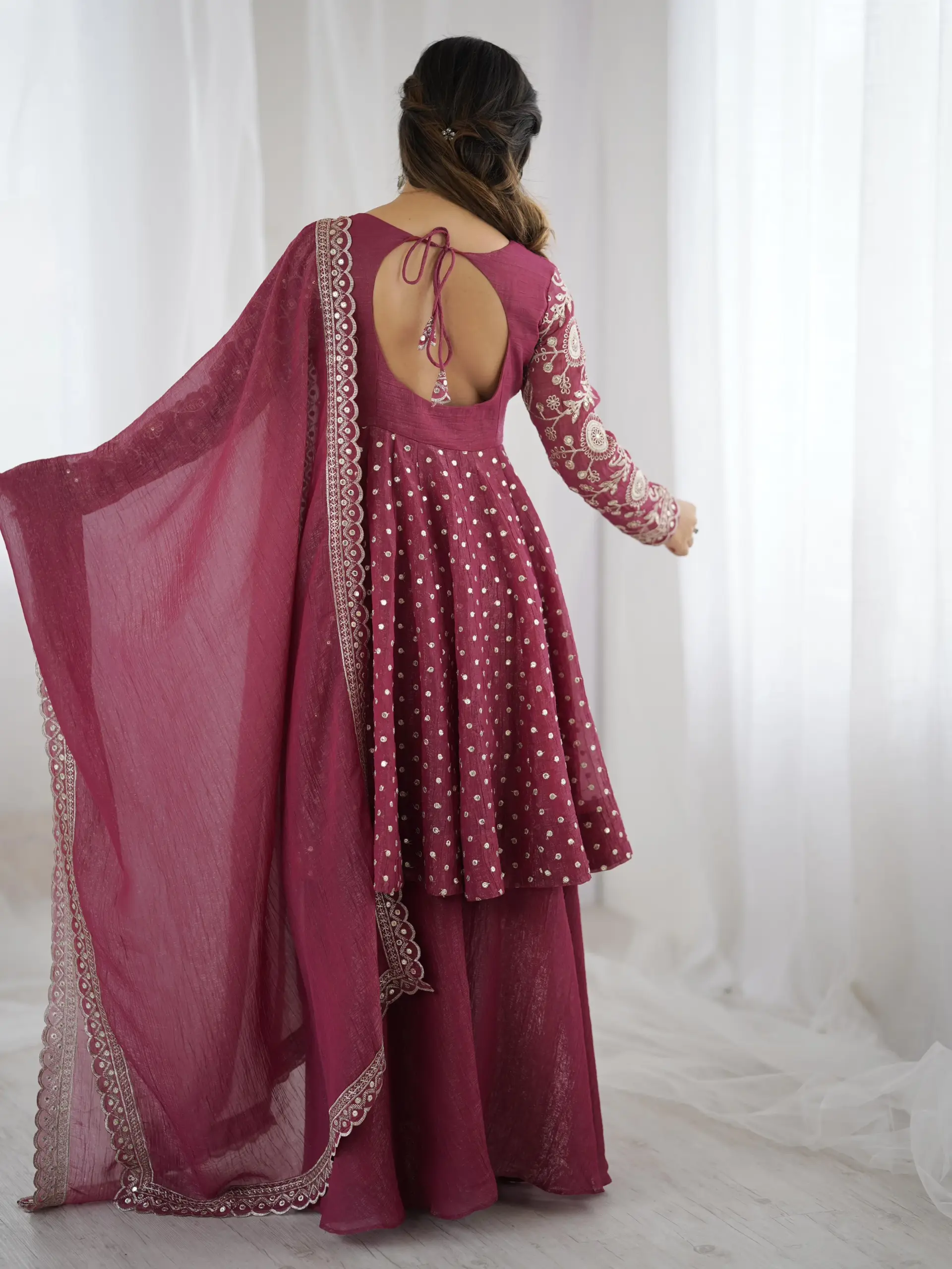 ZSR-3134 Women's Ethnic Wear Crunchy Silk Set | Embroidery - Design Number 4