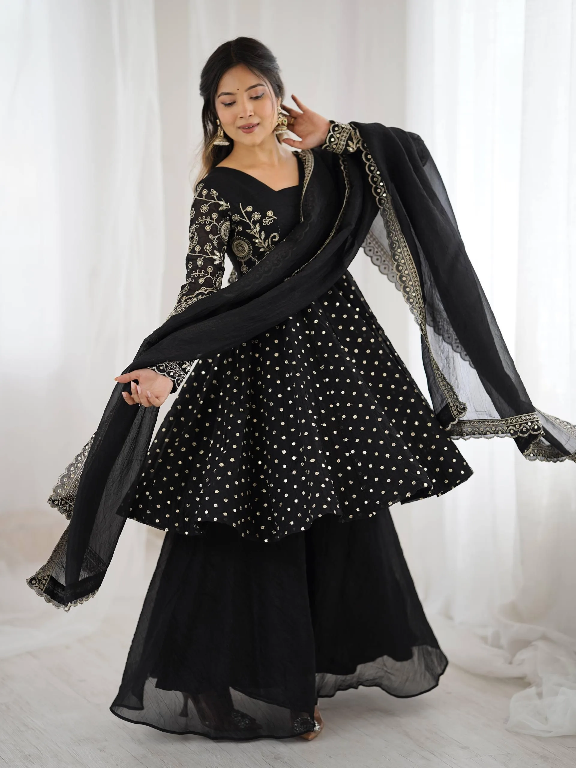 ZSR-3134 Women's Ethnic Wear Crunchy Silk Set | Embroidery - Design Number 7