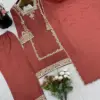 ZSR-3138 German Chiffon Embroidered Top-Bottom And Dupatta Set - Design Number 2