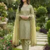 ZSR-3158 GMY SILK Heavy Embroidery Sequence Work Top-Bottom Dupatta Set - Design Number 1