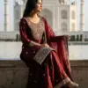 ZSR-3160 GMY SILK Heavy Embroidery Sequence Mirror Work Top-Bottom Dupatta Set - Design Number 1