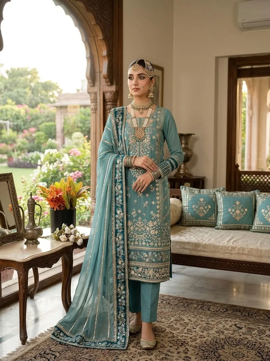 Fox Georgette Embroidery Sequence Readymade Dress 20006 2