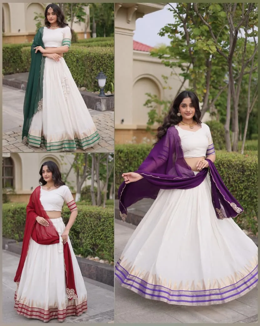Code Viscose Jacquard Checks With Zari Temple Weaving Work Lehenga Choli