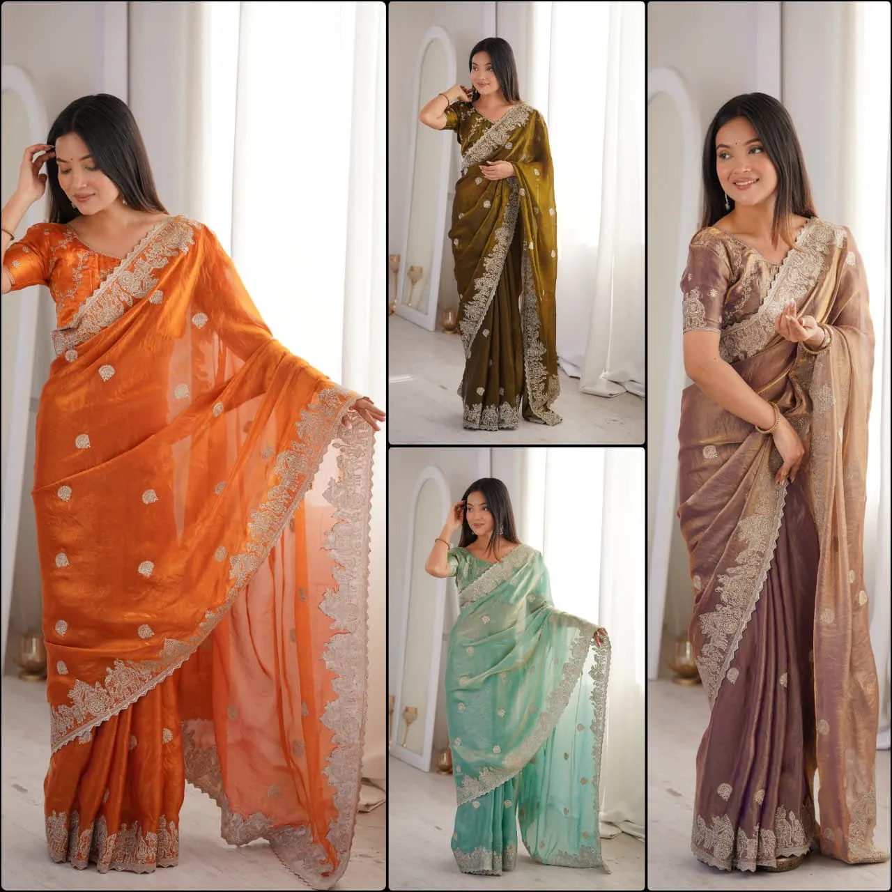 Fendy Crush Zari Embroidered Hotfix Work Sarees S2026