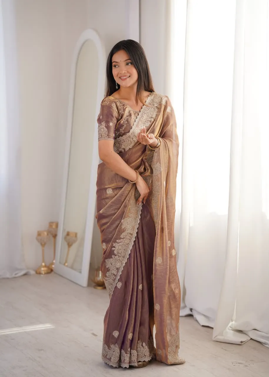 Fendy Crush Zari Embroidered Hotfix Work Sarees S2026 3