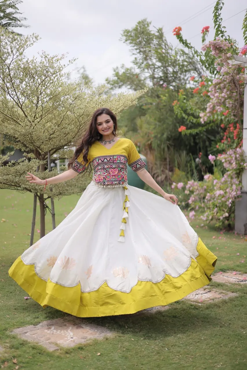 Roman Lotus Flower Gota Mirror Lace Lehenga Choli S2026