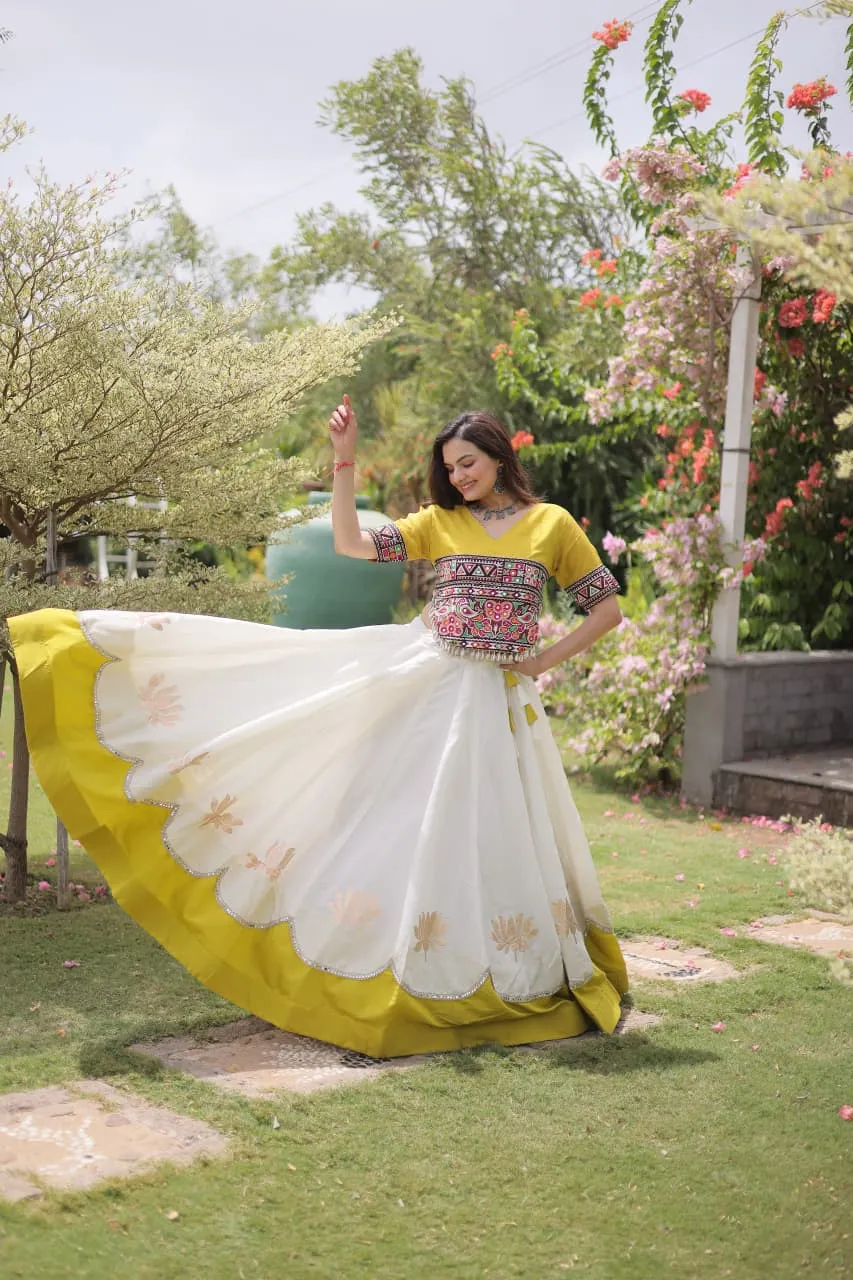 Roman Lotus Flower Gota Mirror Lace Lehenga Choli S2026 2
