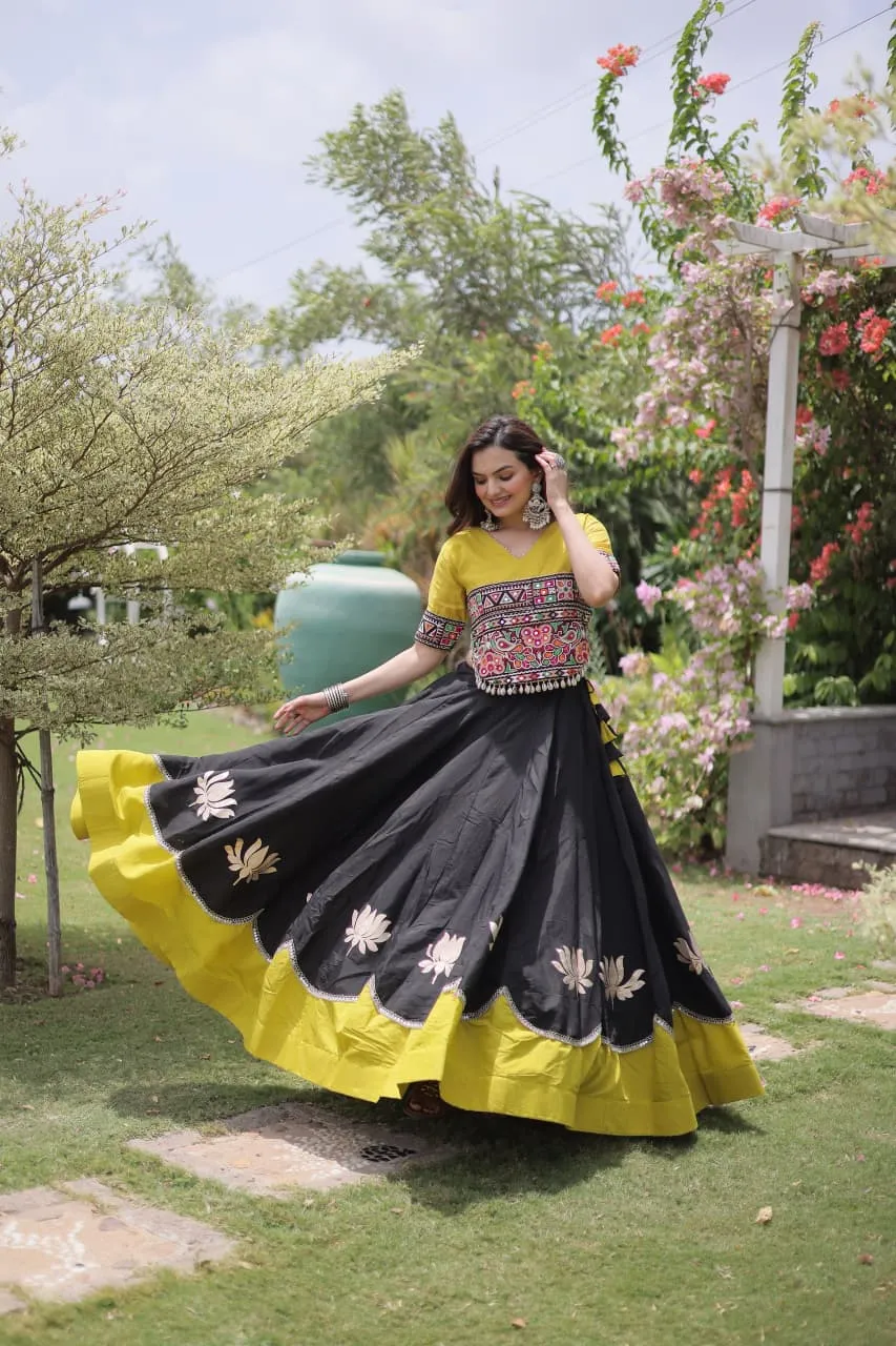 Roman Lotus Flower Gota Mirror Lace Lehenga Choli S2026 4