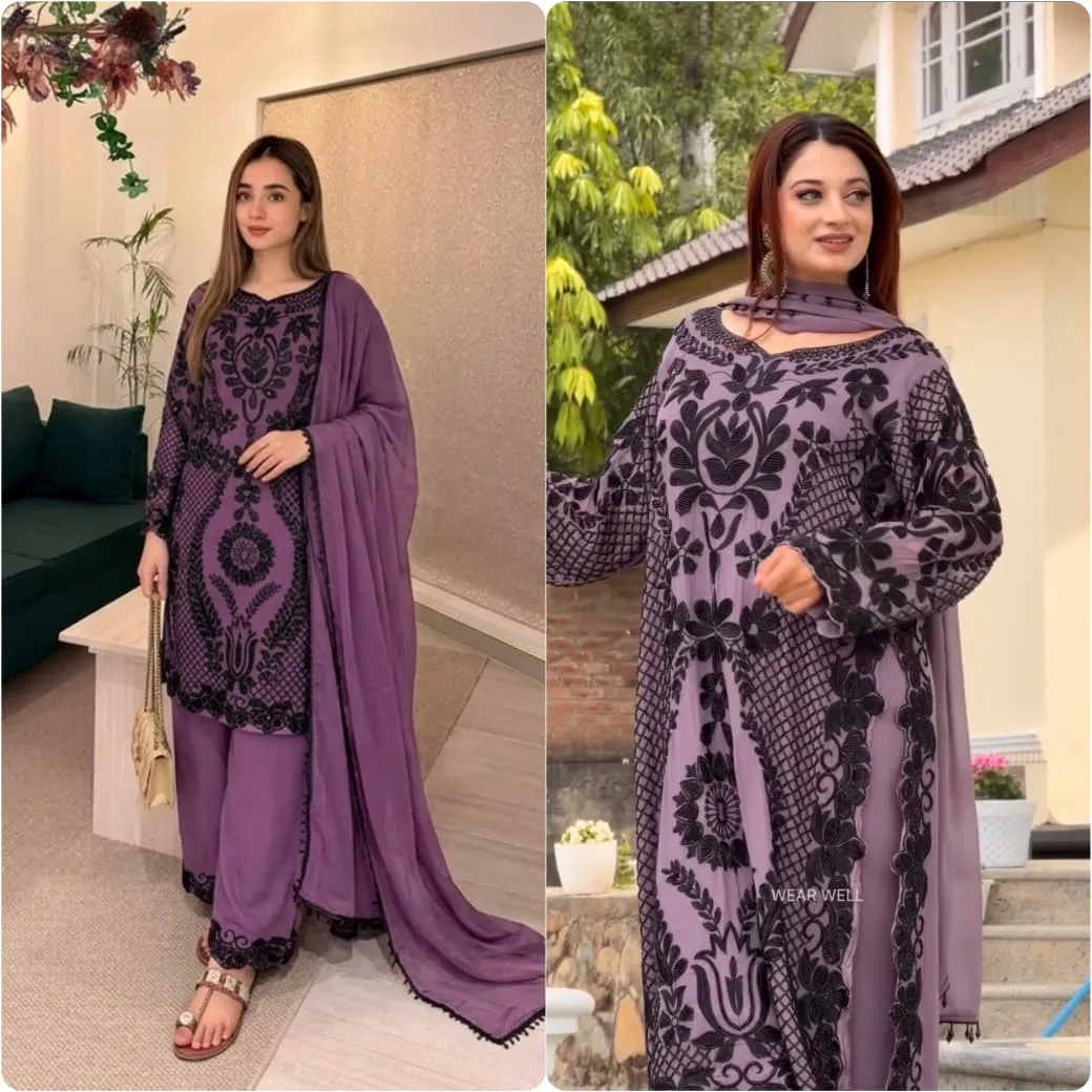 5364 Srk 5364 Heavy Faux Georgette With Chain Stitch Embroidery Sequence Work With Full Sleeve Readymade Dress