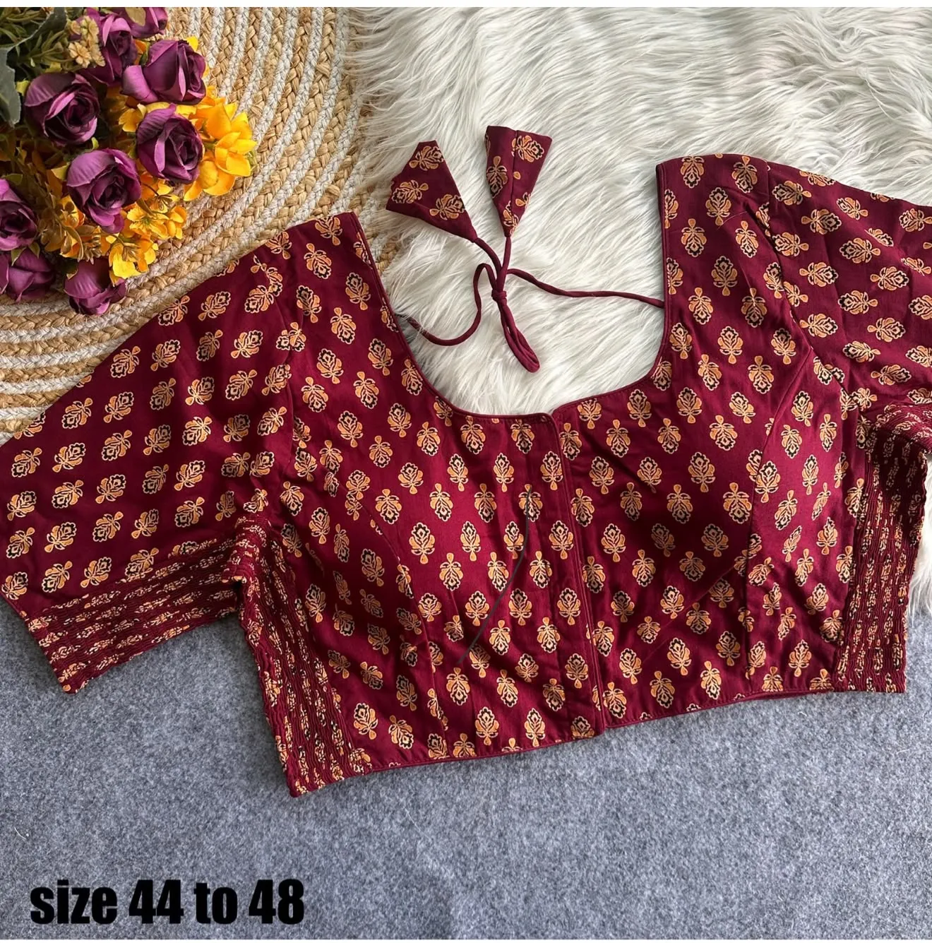 Big Pure Ajrak Cotton Blouse 9