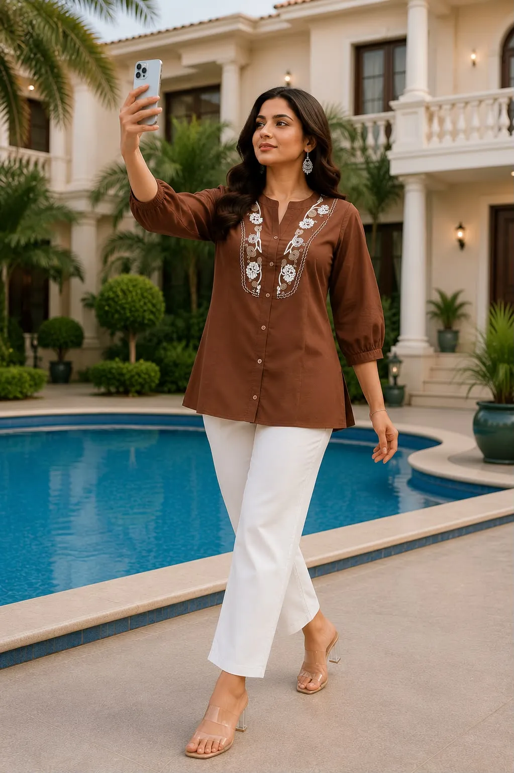 Fvd 7Star Chiku Rayon Slub With Embroidery Work Kurti Pant Set 11
