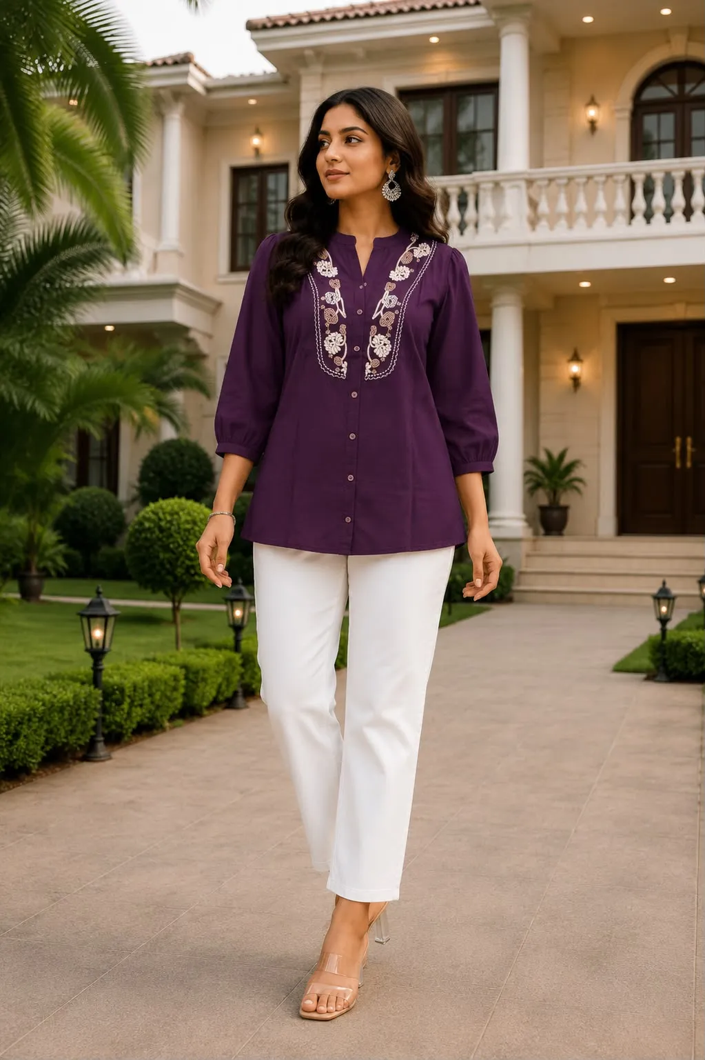 Fvd 7Star Chiku Rayon Slub With Embroidery Work Kurti Pant Set 13