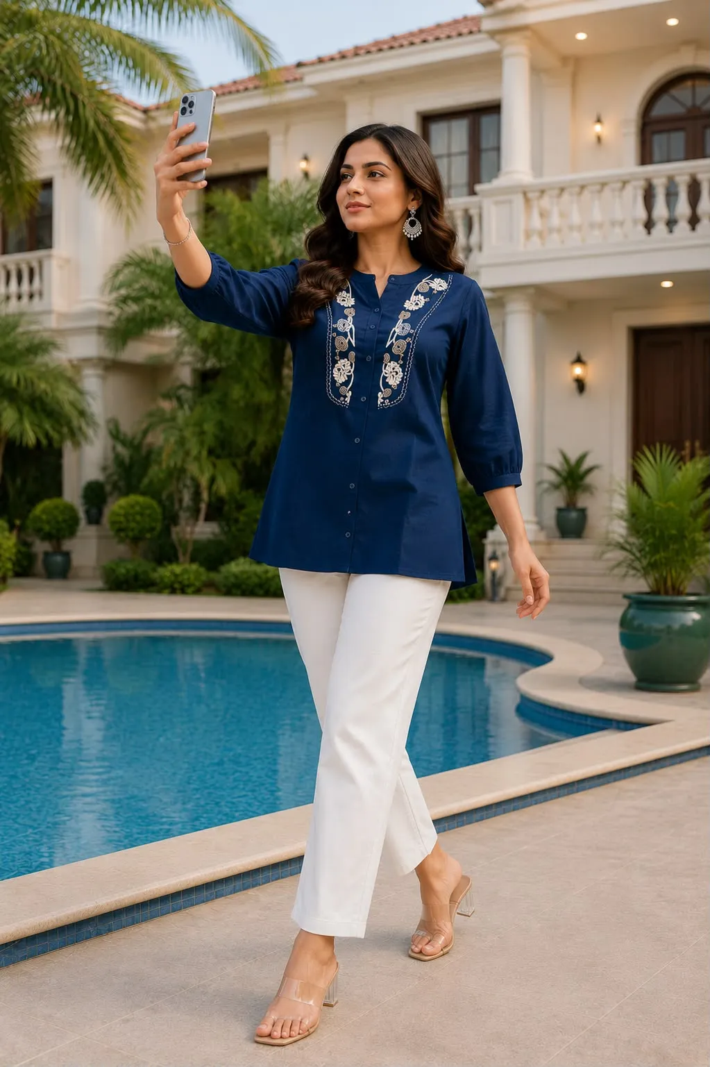 Fvd 7Star Chiku Rayon Slub With Embroidery Work Kurti Pant Set 14