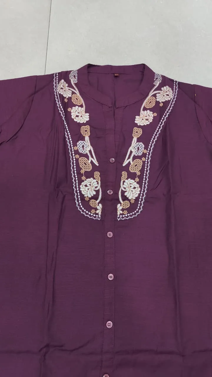 Fvd 7Star Chiku Rayon Slub With Embroidery Work Kurti Pant Set 4