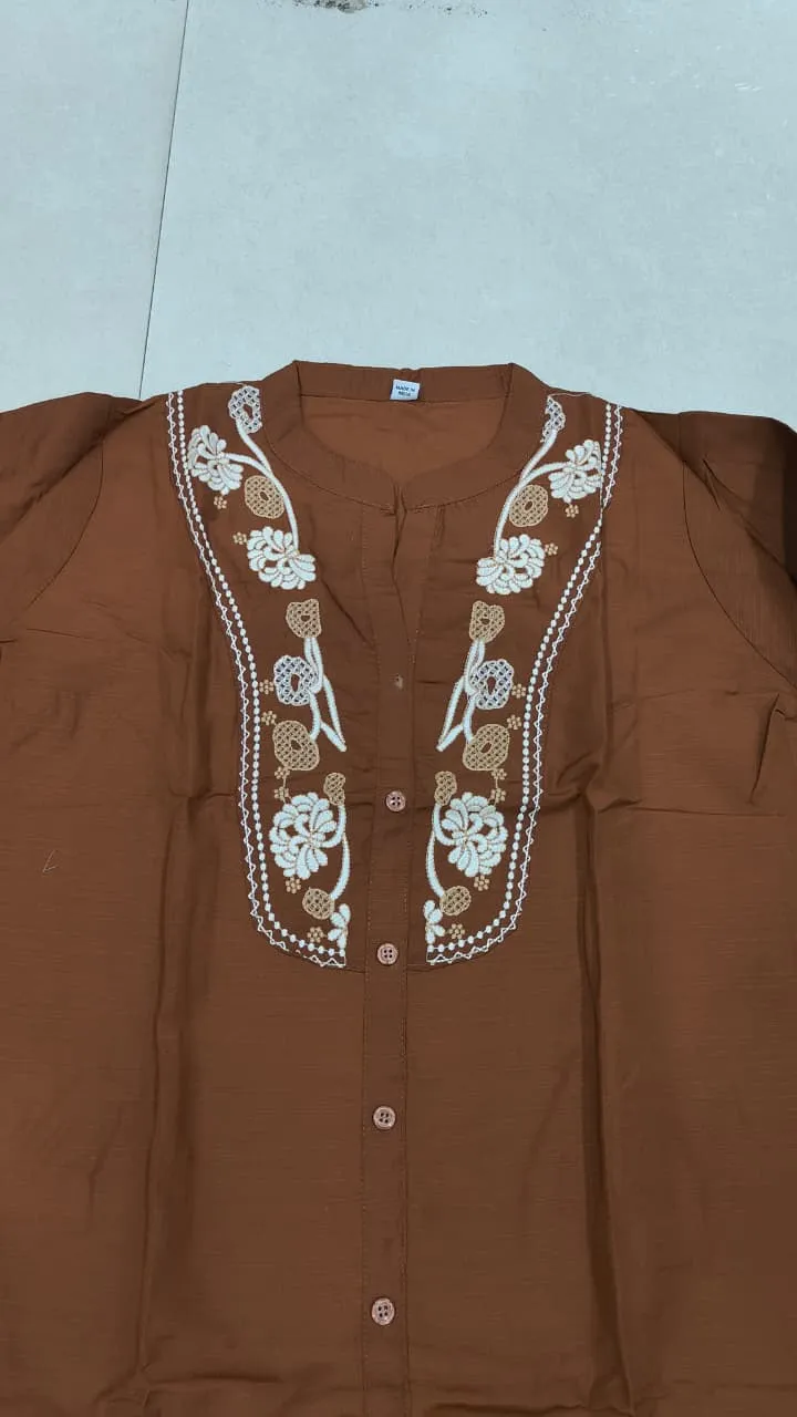 Fvd 7Star Chiku Rayon Slub With Embroidery Work Kurti Pant Set 5