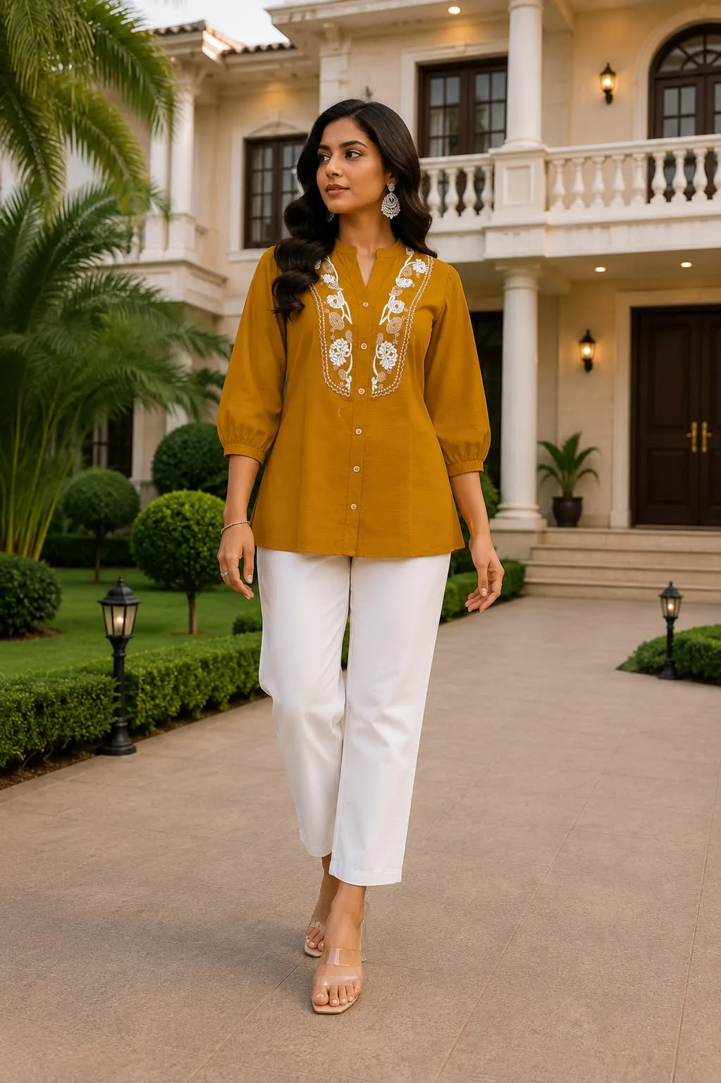 Fvd 7Star Chiku Rayon Slub With Embroidery Work Kurti Pant Set 6