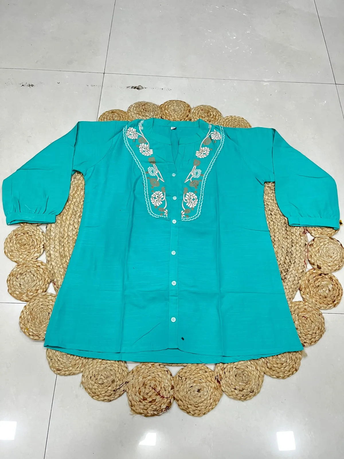 Fvd 7Star Chiku Rayon Slub With Embroidery Work Kurti Pant Set 7