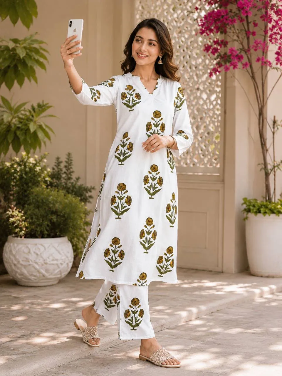 Fvd Maria Rayon Slub With Digital Print Kurti Pant Set