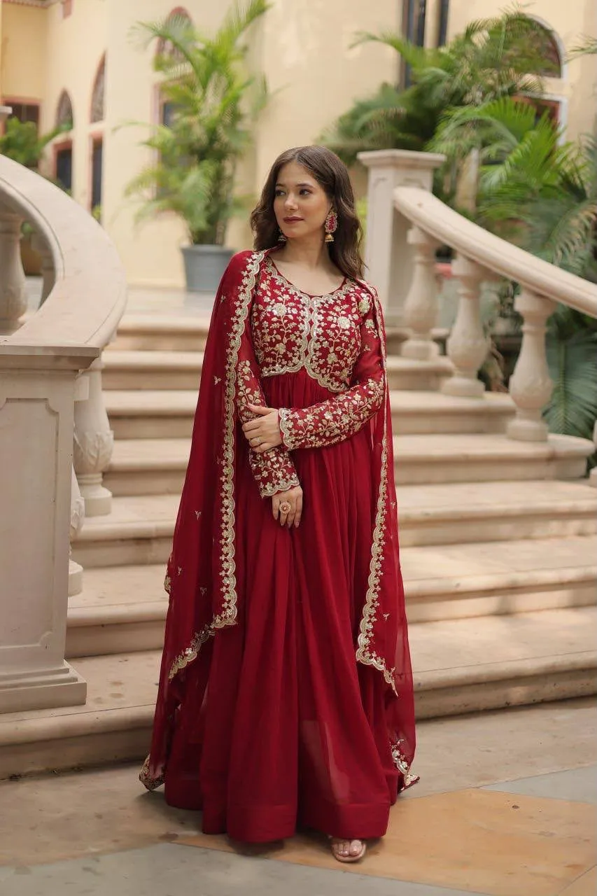 Fvd S 2026 Faux Blooming With Sequins Multi &amp; Zari Embroidered Work Gown 2