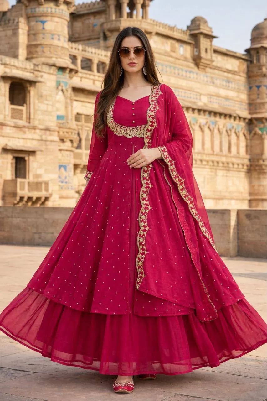Fvd Taj Vol 2 English Pink Dhabu Cotton Kurti Pant Set