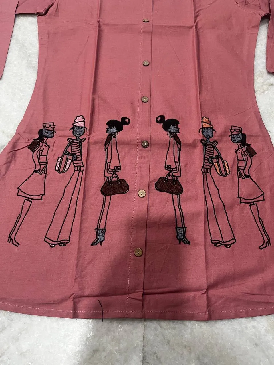 Fvd Taj Vol 2 English Pink Dhabu Cotton Kurti Pant Set 3